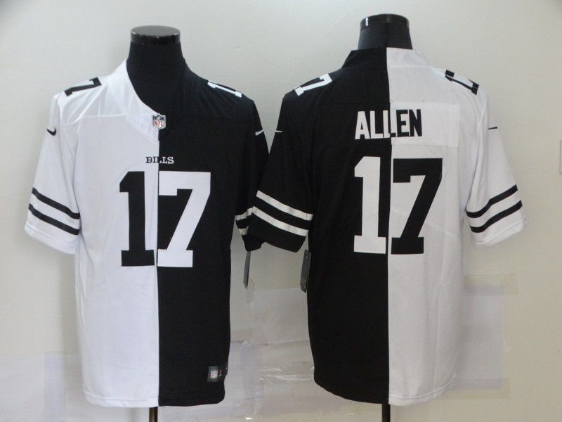 Men Buffalo Bills 17 Allen Black white Half version 2020 Nike NFL Jerseys